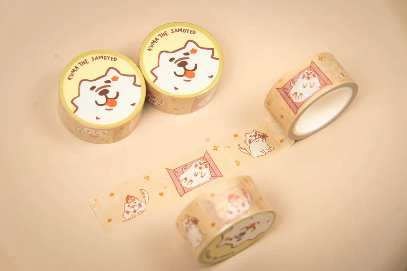Rolls of dog-patterned tape